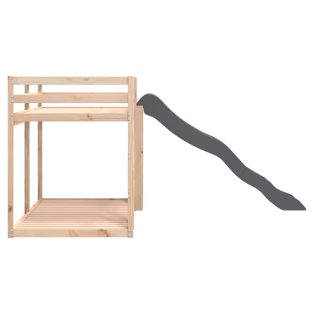 køjeseng med rutsjebane og stige 80x200 cm massivt fyrretræ