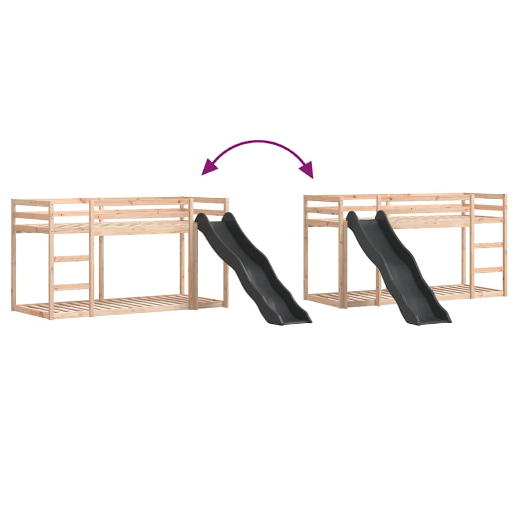 køjeseng med rutsjebane og stige 80x200 cm massivt fyrretræ