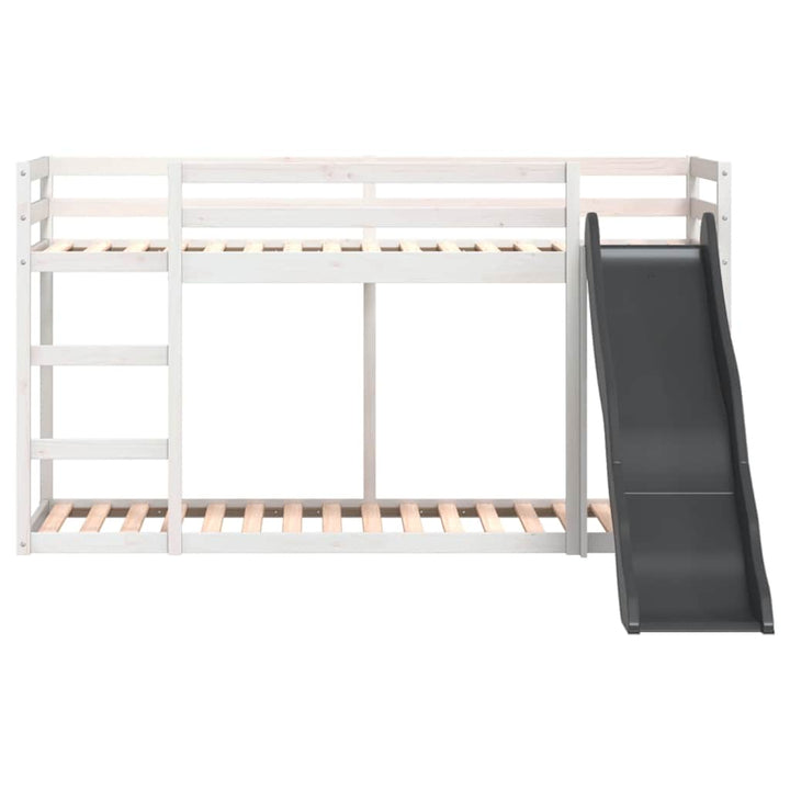 køjeseng med rutsjebane og stige 90x200cm massivt fyrretræ hvid
