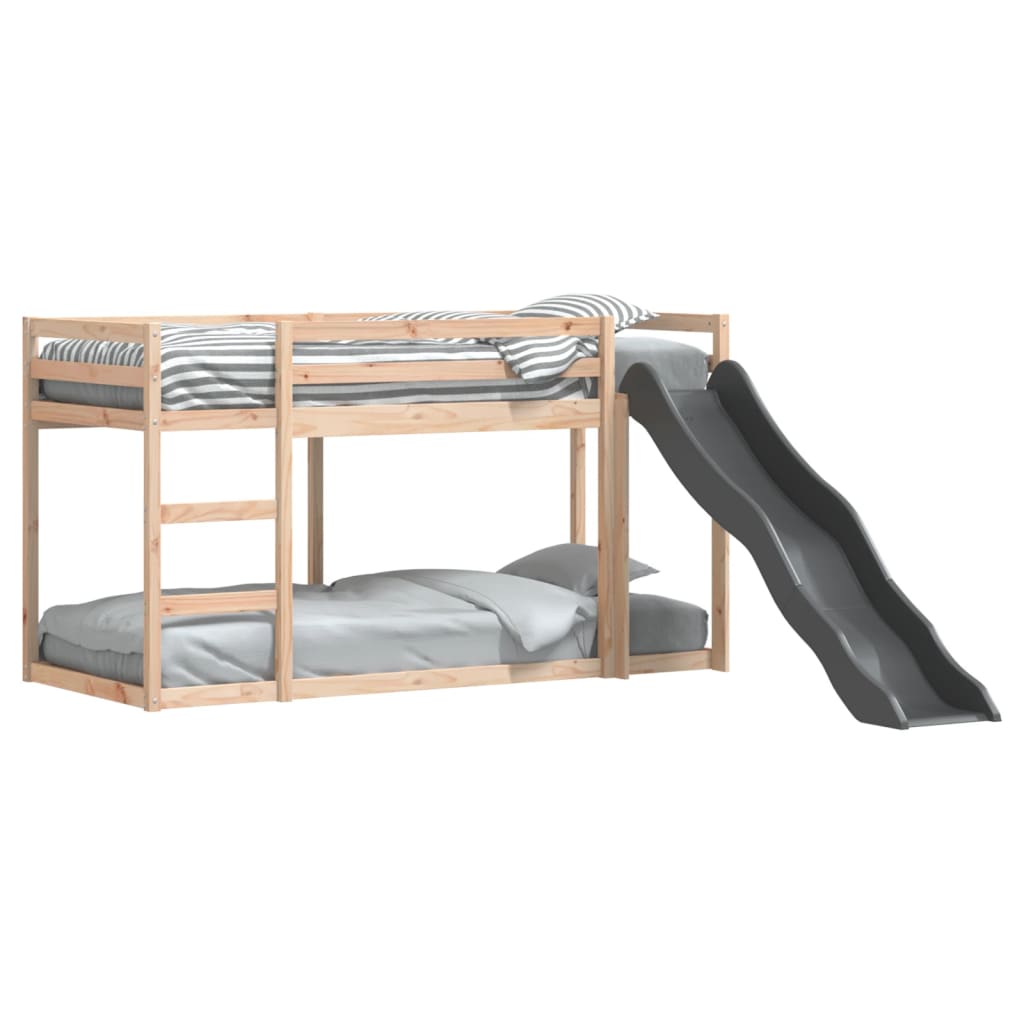 køjeseng med rutsjebane og stige 90x190 cm massivt fyrretræ