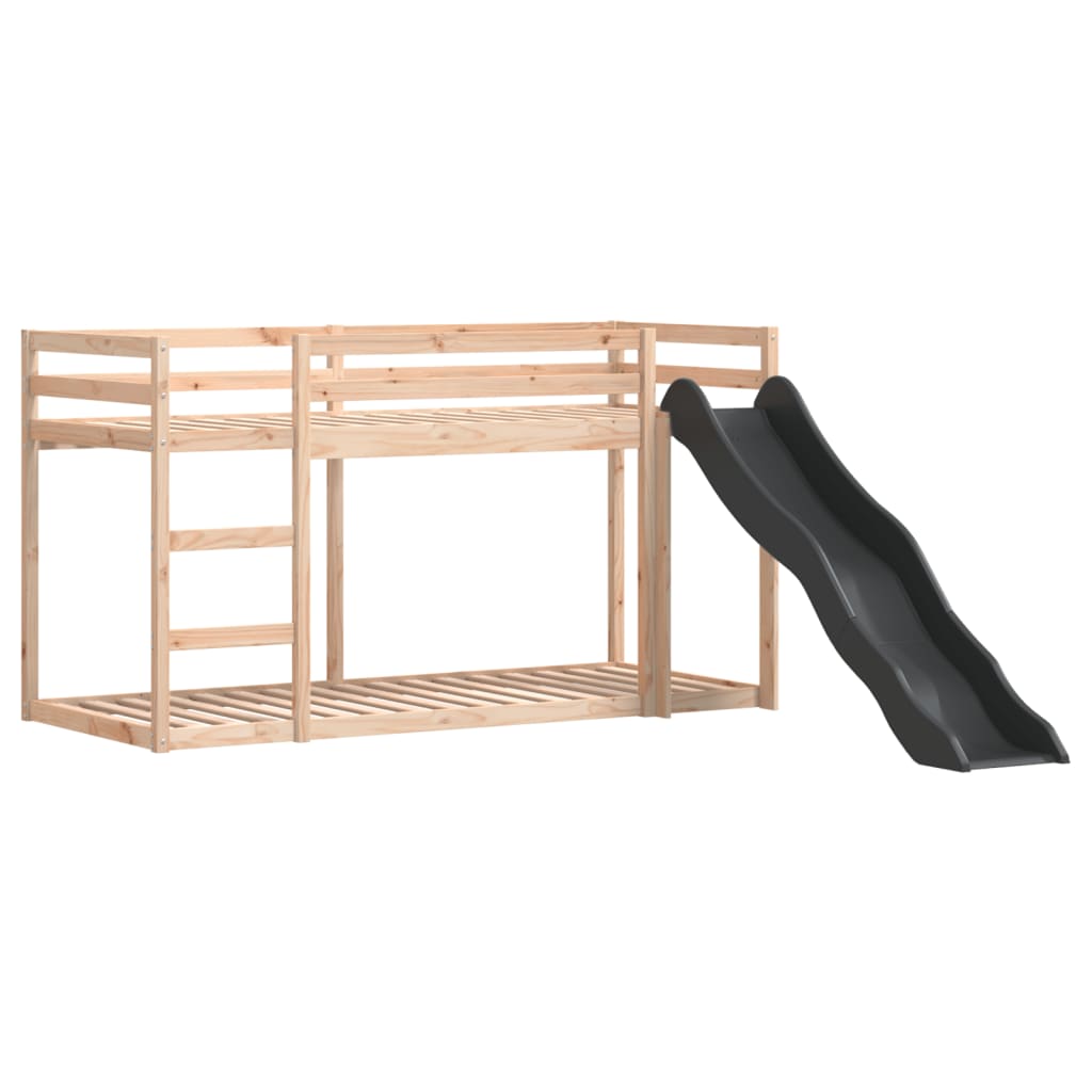køjeseng med rutsjebane og stige 90x190 cm massivt fyrretræ