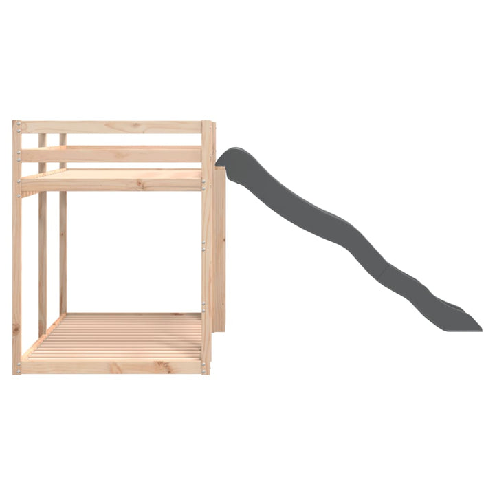 køjeseng med rutsjebane og stige 90x190 cm massivt fyrretræ