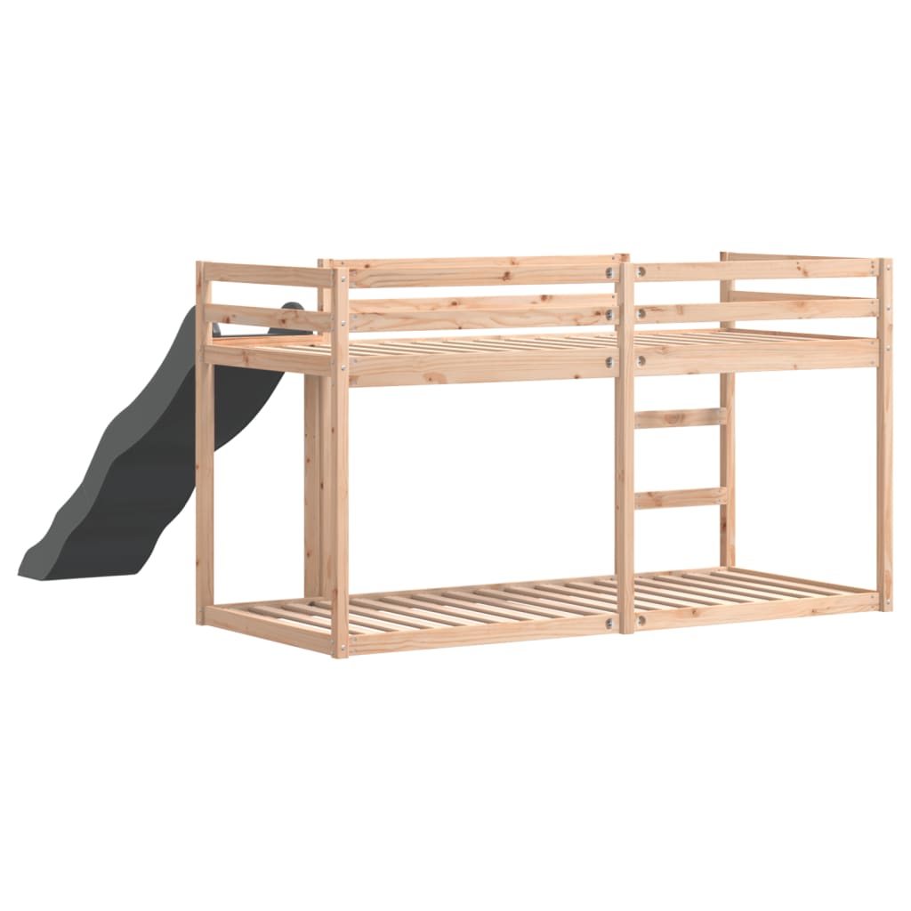 køjeseng med rutsjebane og stige 90x190 cm massivt fyrretræ