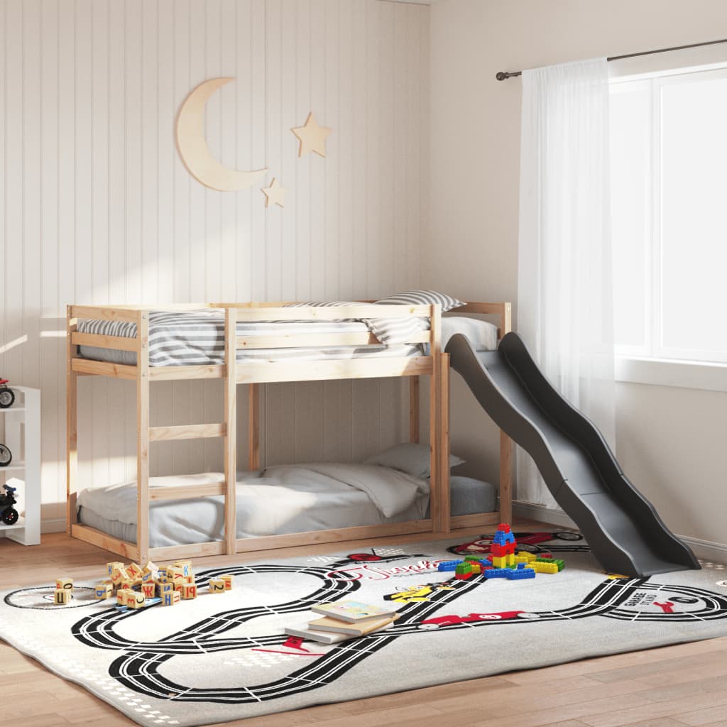 køjeseng med rutsjebane og stige 90x190 cm massivt fyrretræ
