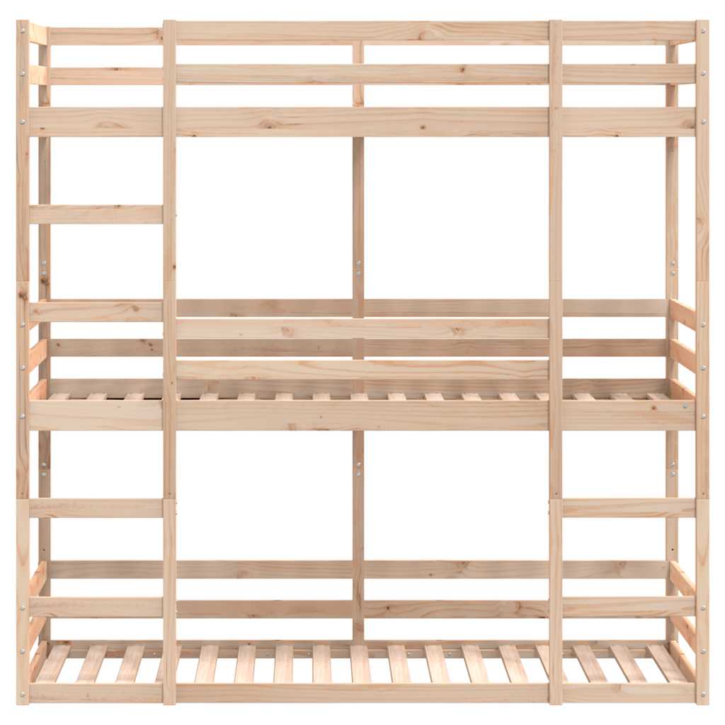 tredobbelt køjeseng 80x200 cm massivt fyrretræ