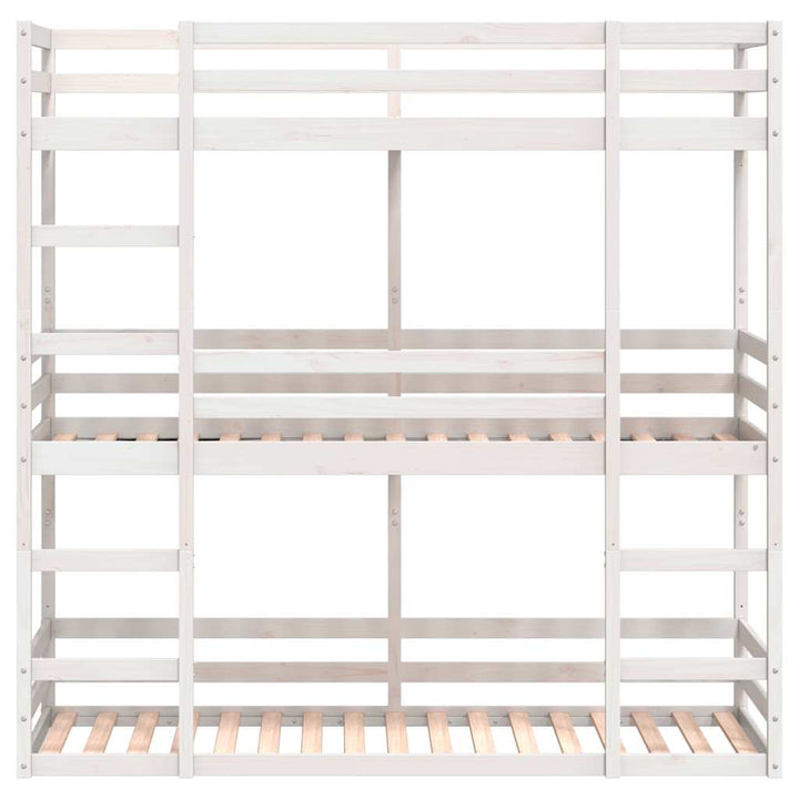 tredobbelt køjeseng 90x200 cm massivt fyrretræ hvid
