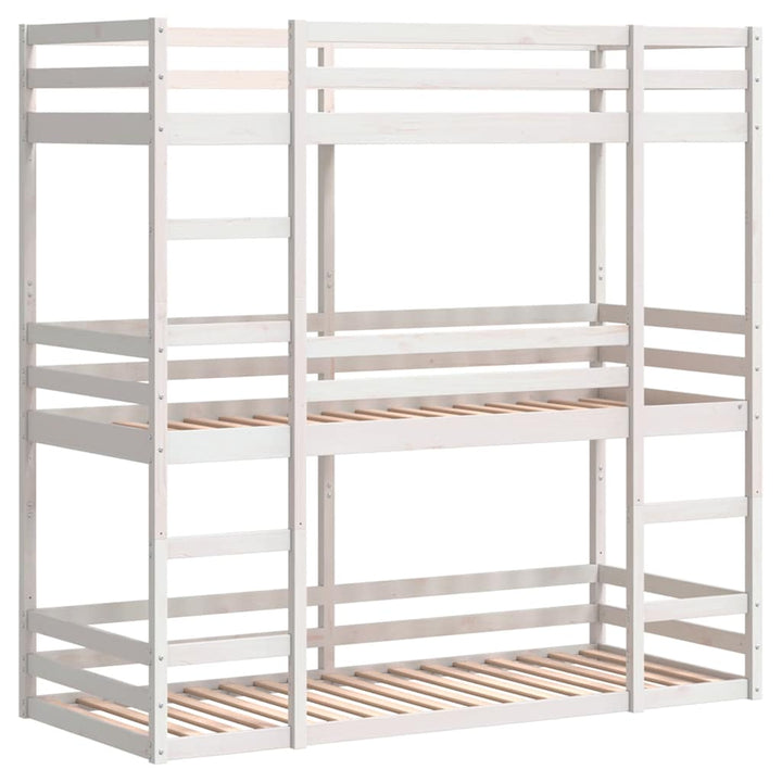 tredobbelt køjeseng 90x190 cm massivt fyrretræ hvid