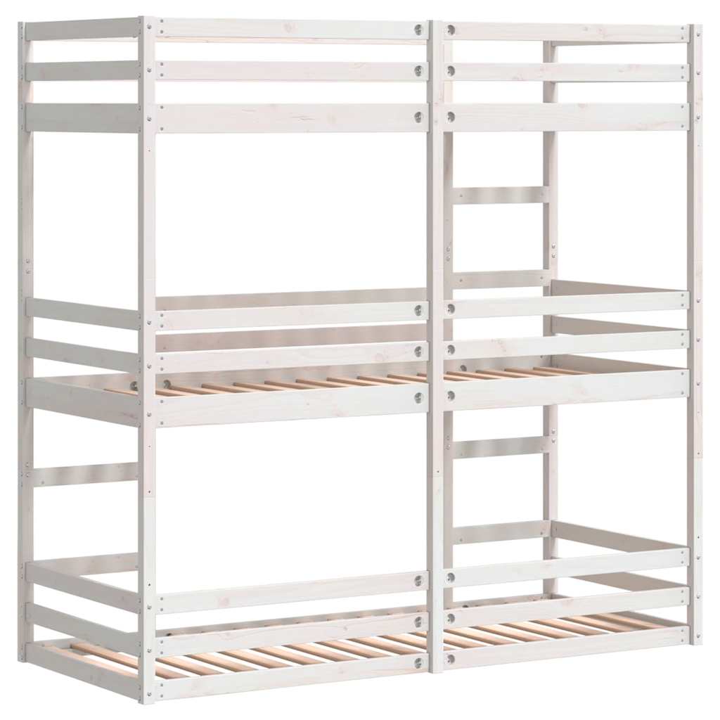 tredobbelt køjeseng 90x190 cm massivt fyrretræ hvid