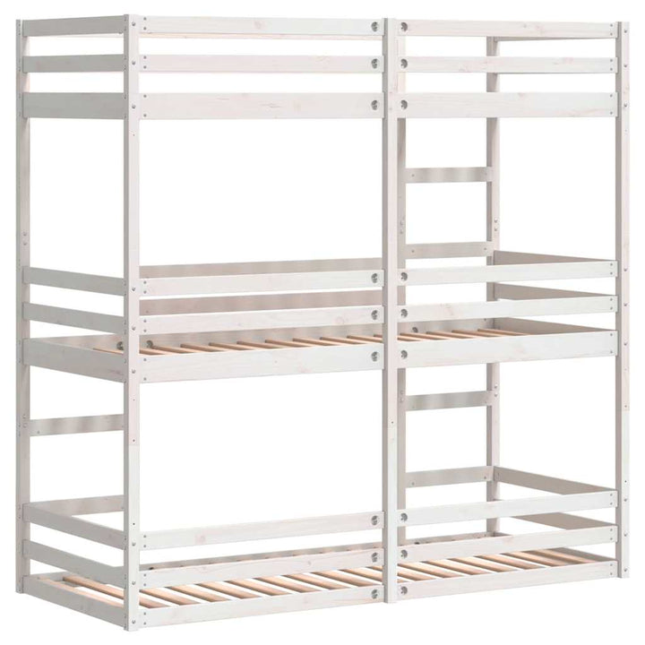 tredobbelt køjeseng 90x190 cm massivt fyrretræ hvid
