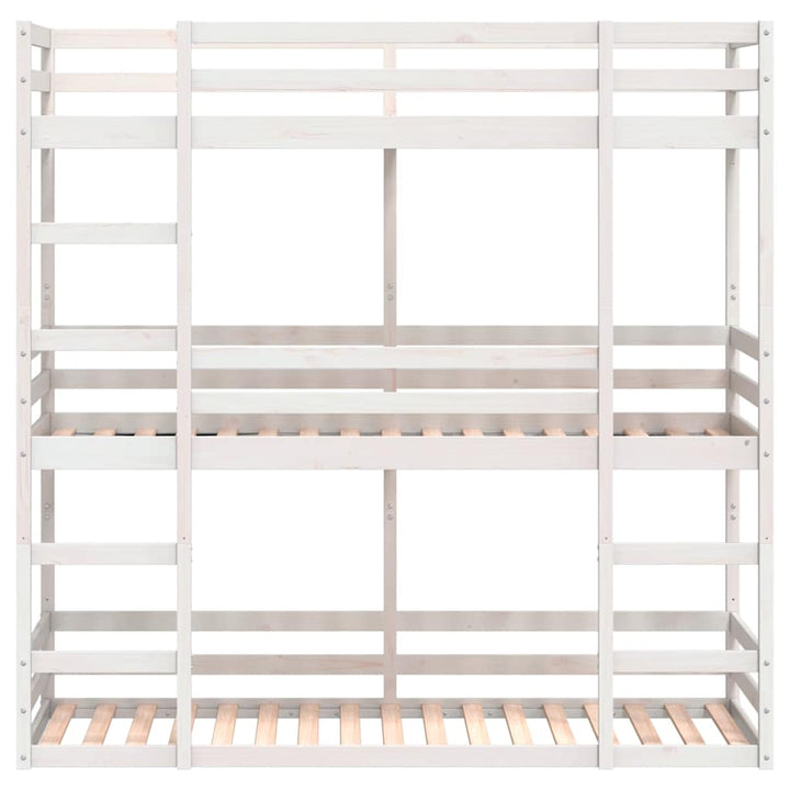 tredobbelt køjeseng 75x190 cm massivt fyrretræ hvid