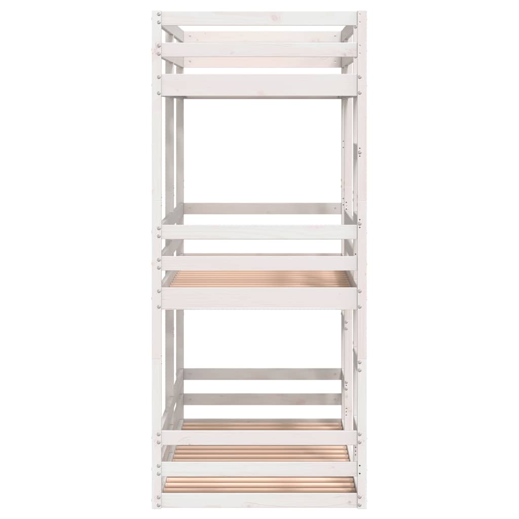 tredobbelt køjeseng 75x190 cm massivt fyrretræ hvid