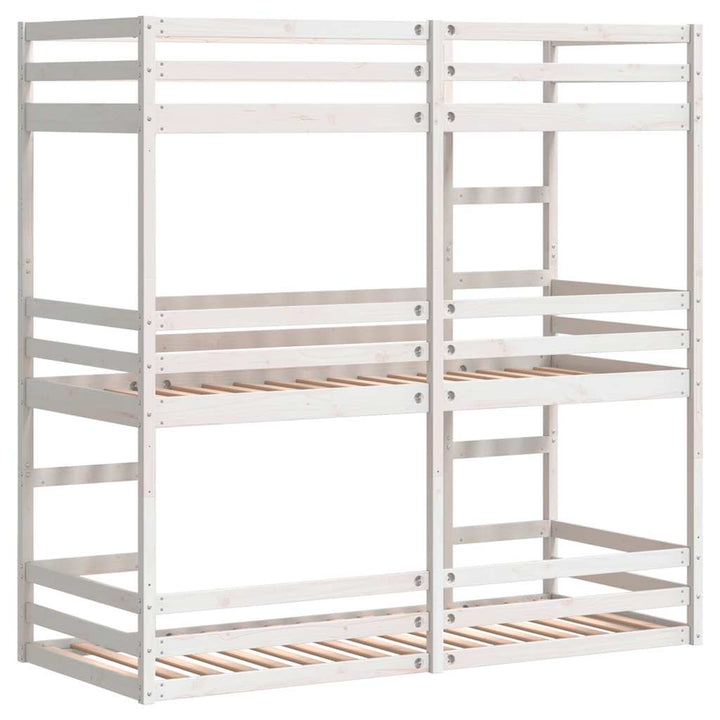 tredobbelt køjeseng 75x190 cm massivt fyrretræ hvid