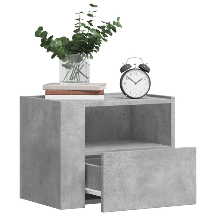 væghængt sengebord 45x30x35 cm betongrå
