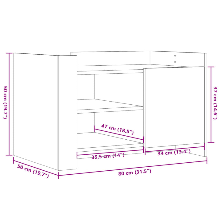 sofabord 80x50x50 cm konstrueret træ sonoma-eg