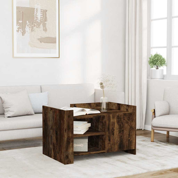 sofabord 80x50x50 cm konstrueret træ røget egetræsfarve