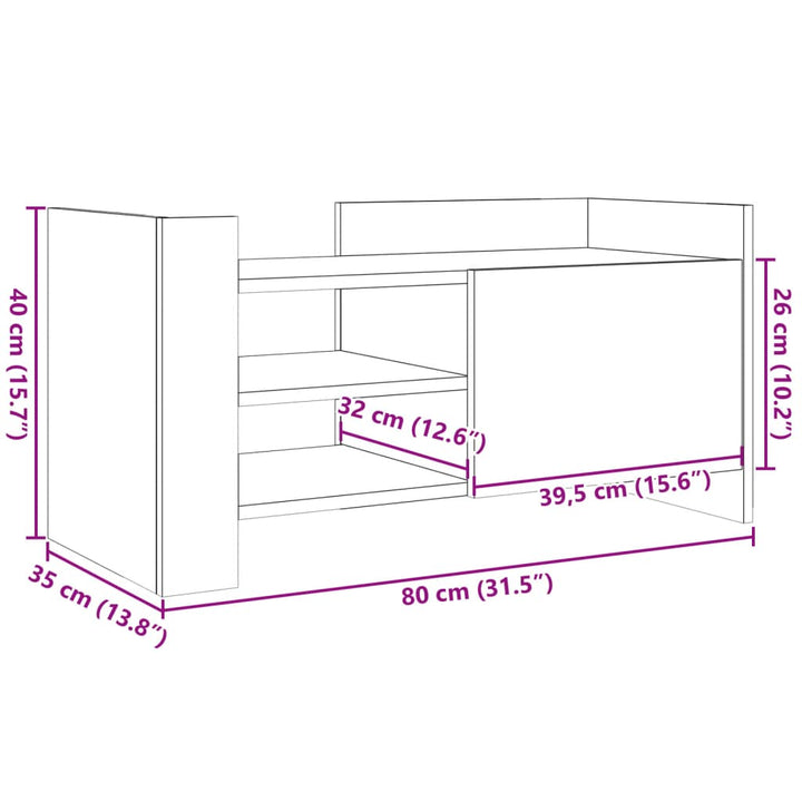 tv-bord 80x35x40 cm konstrueret træ grå sonoma-eg