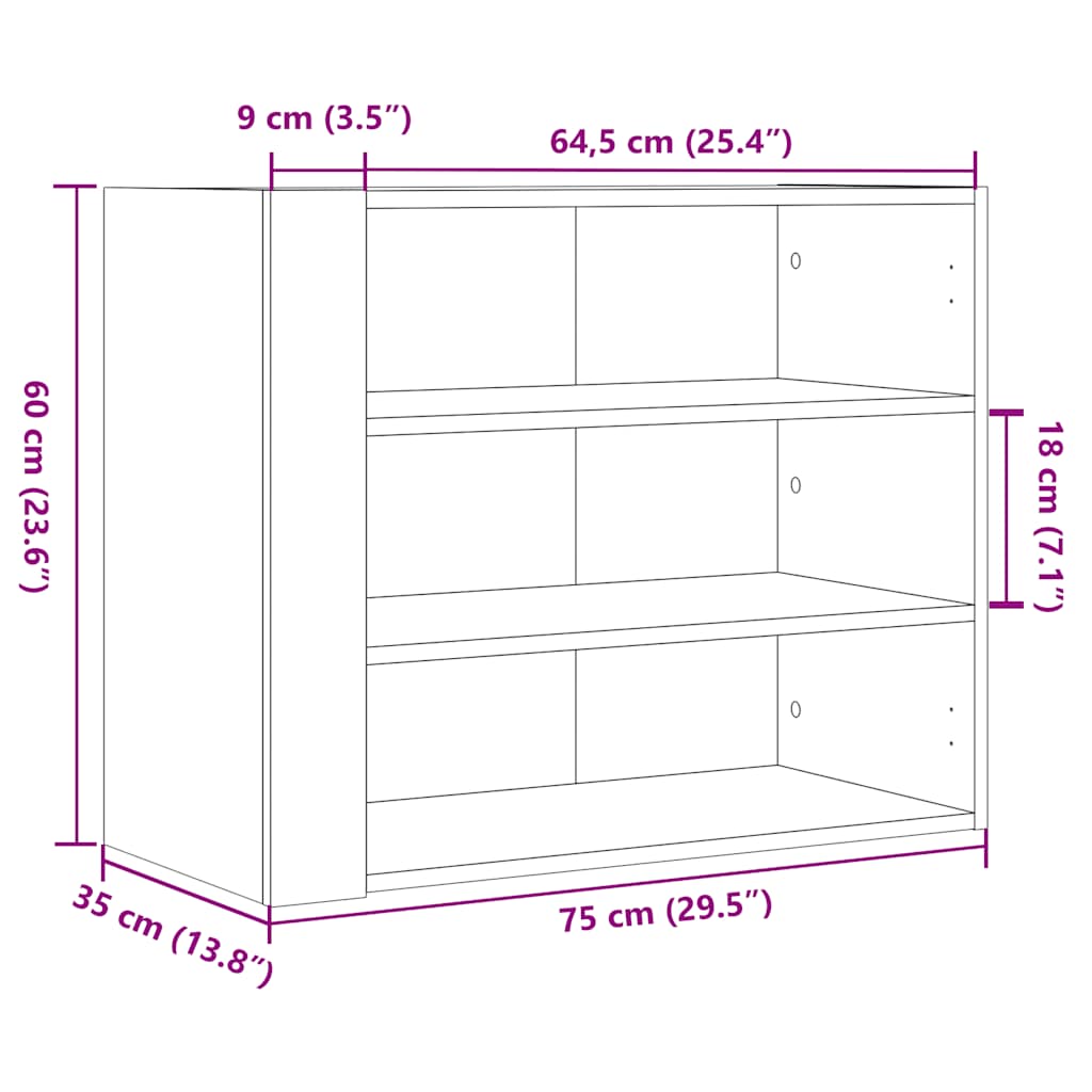 vægskab 75x35x60 cm konstrueret træ sort