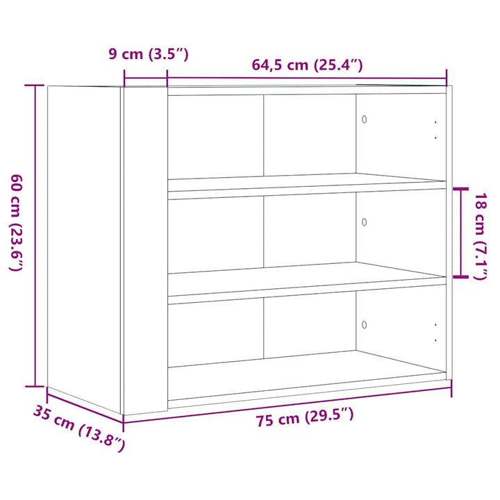 vægskab 75x35x60 cm konstrueret træ sort