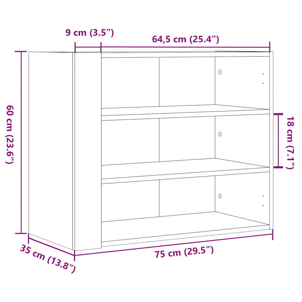 vægskab 75x35x60 cm konstrueret træ sonoma-eg
