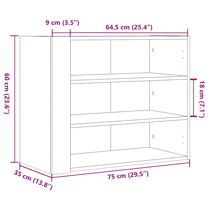 vægskab 75x35x60 cm konstrueret træ sonoma-eg