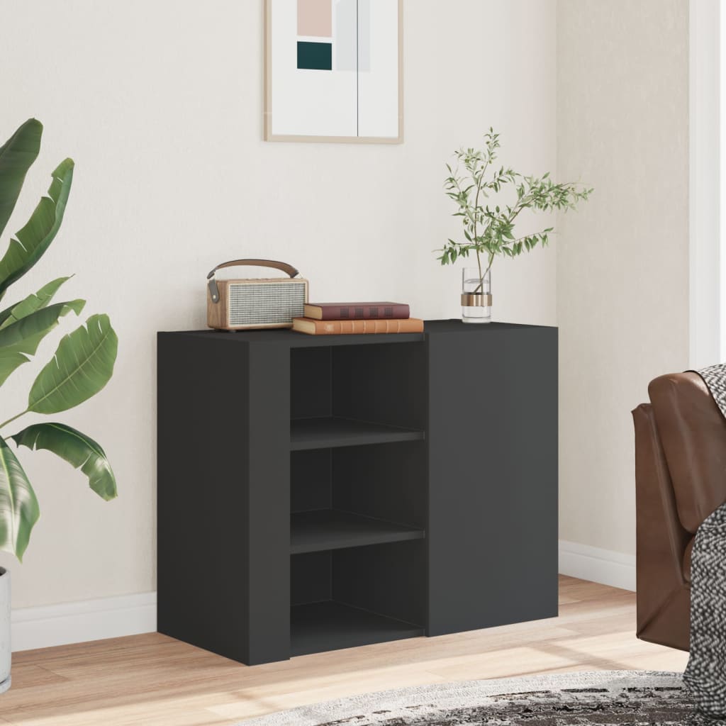 vægskab 75x35x60 cm konstrueret træ sort
