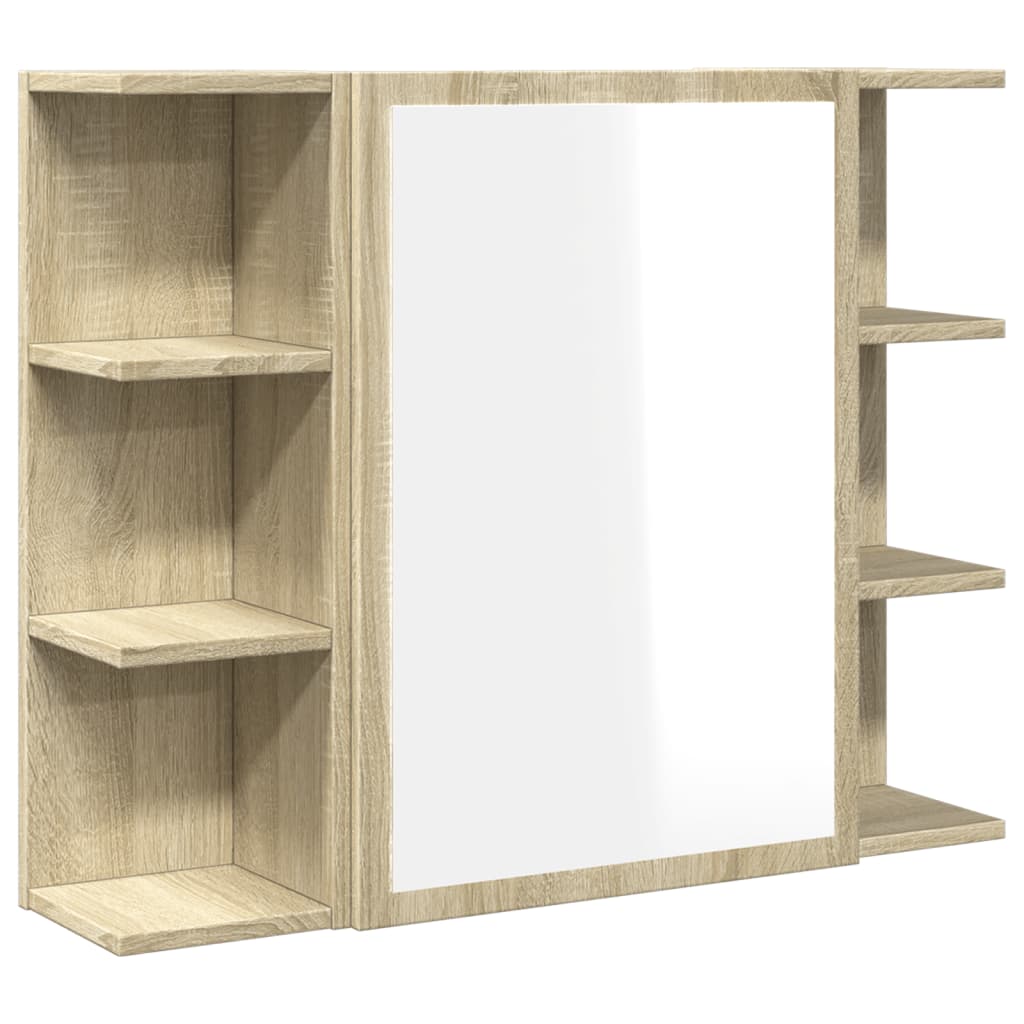 badeværelsesskab med spejl 80x20,5x64 cm konstrueret træ
