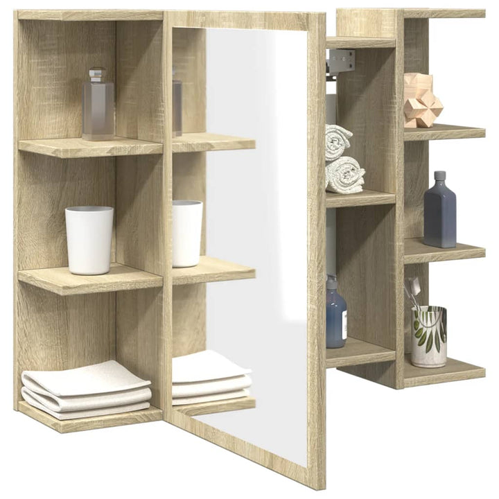 badeværelsesskab med spejl 80x20,5x64 cm konstrueret træ