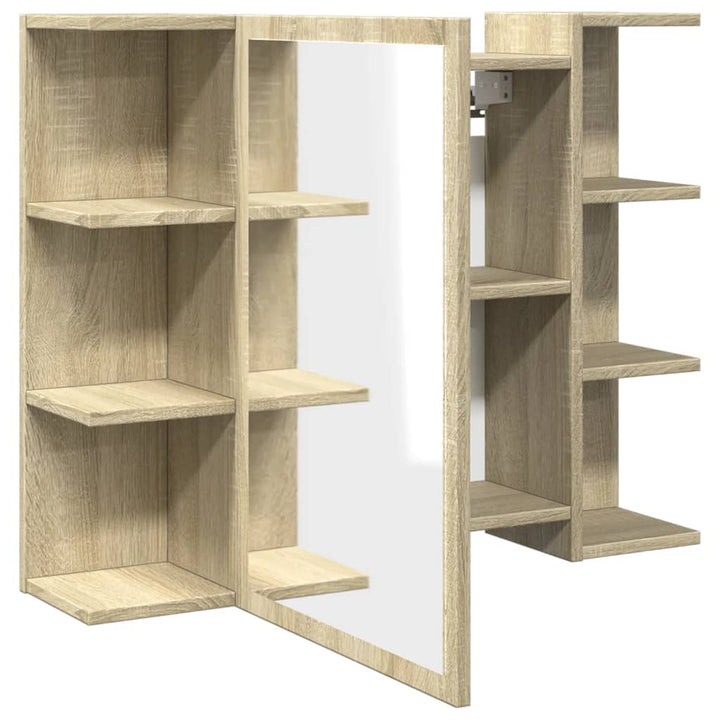 badeværelsesskab med spejl 80x20,5x64 cm konstrueret træ