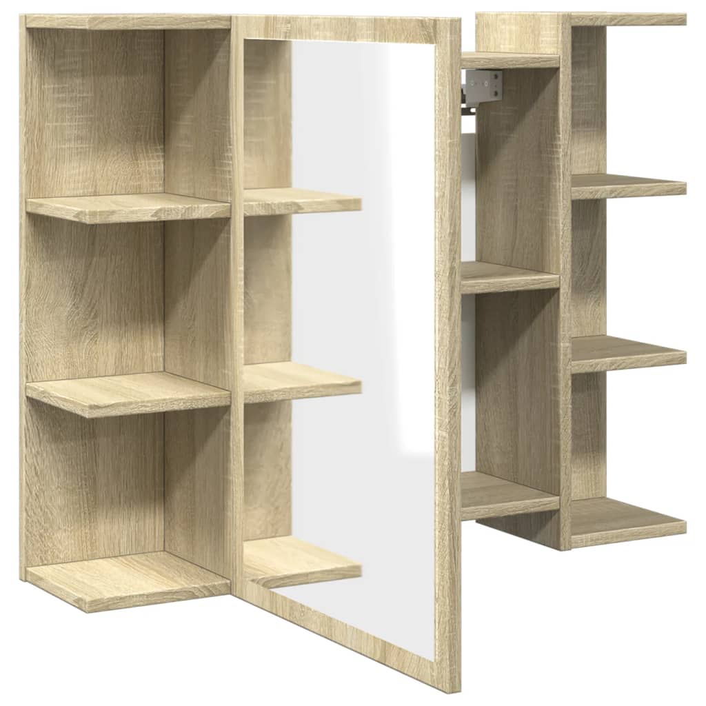 badeværelsesskab med spejl 80x20,5x64 cm konstrueret træ