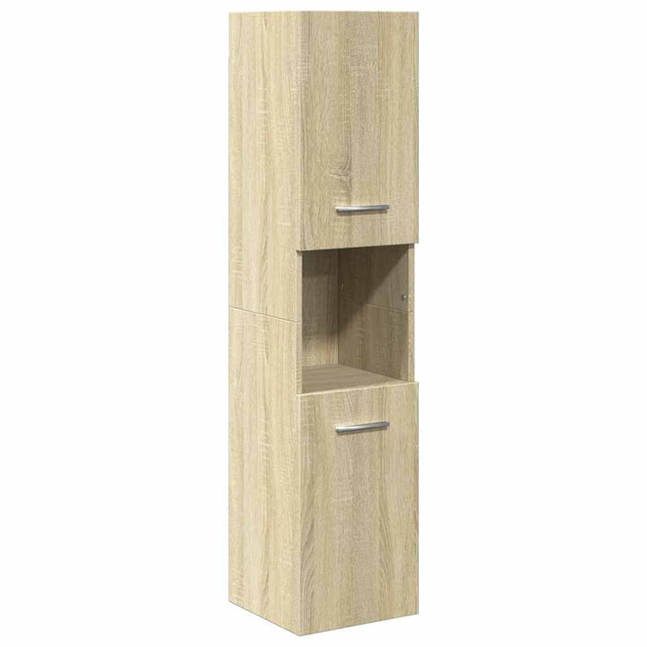 badeværelsesskab 30x30x130 cm konstrueret træ sonoma-eg
