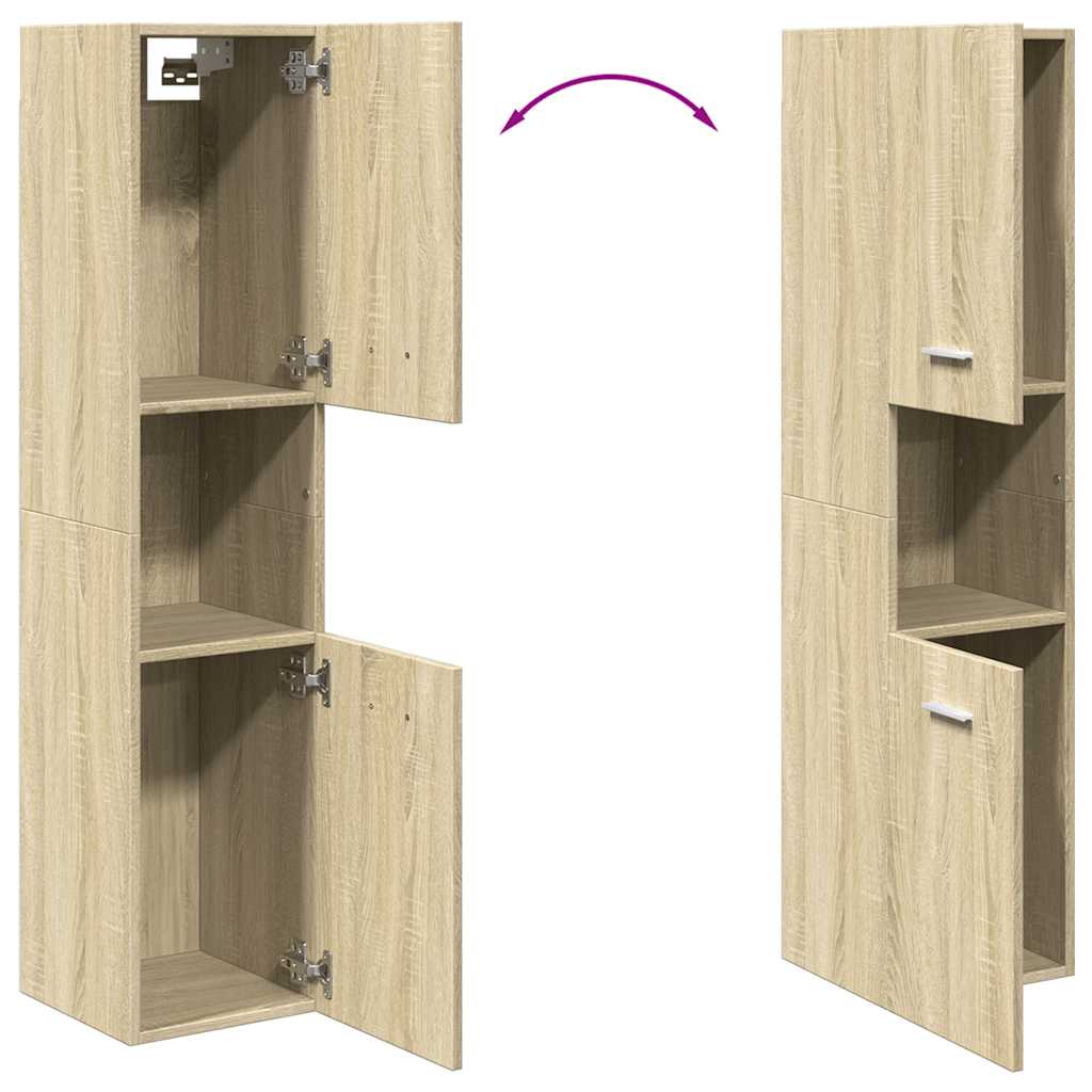 badeværelsesskab 30x30x130 cm konstrueret træ sonoma-eg