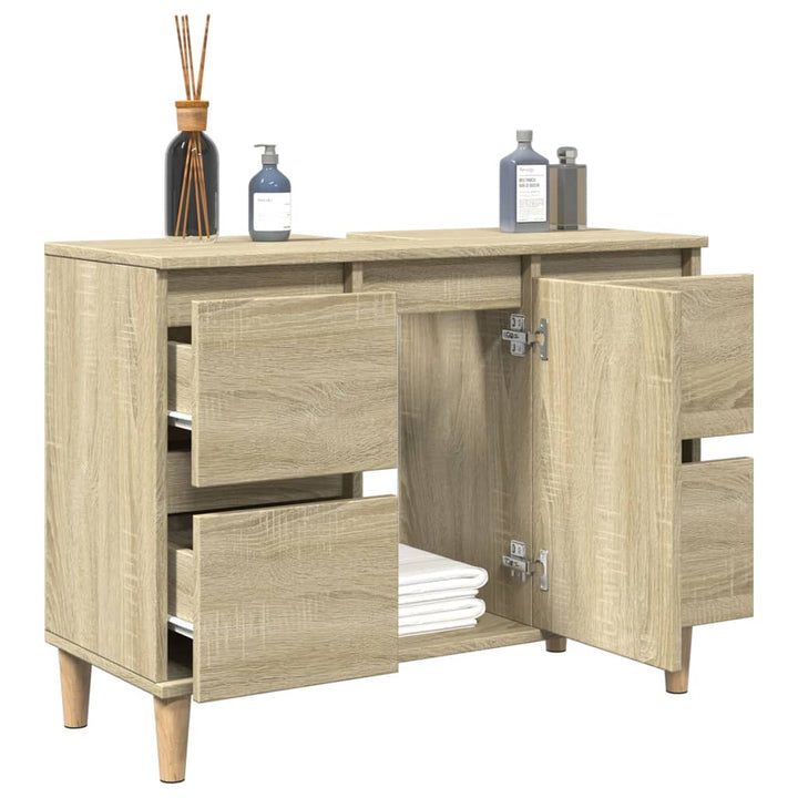 underskab til håndvask 80x33x60 cm konstrueret træ sonoma-eg