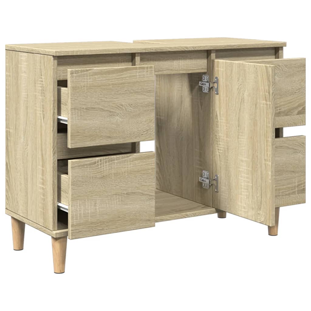 underskab til håndvask 80x33x60 cm konstrueret træ sonoma-eg