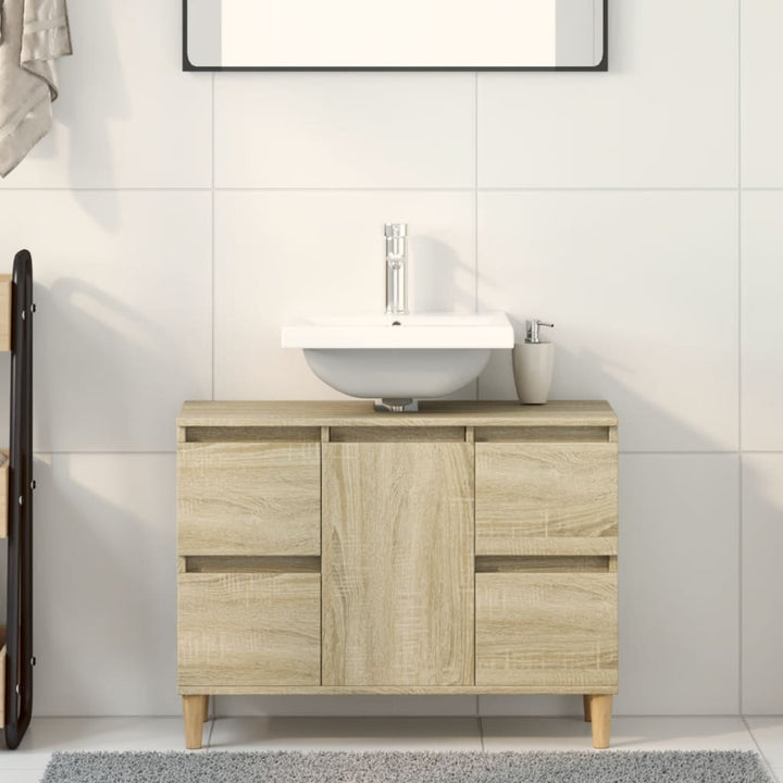 underskab til håndvask 80x33x60 cm konstrueret træ sonoma-eg