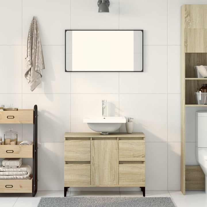 underskab til håndvask 80x33x60 cm konstrueret træ sonoma-eg