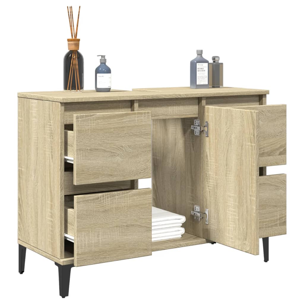 underskab til håndvask 80x33x60 cm konstrueret træ sonoma-eg