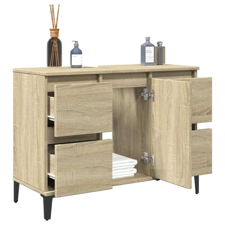 underskab til håndvask 80x33x60 cm konstrueret træ sonoma-eg