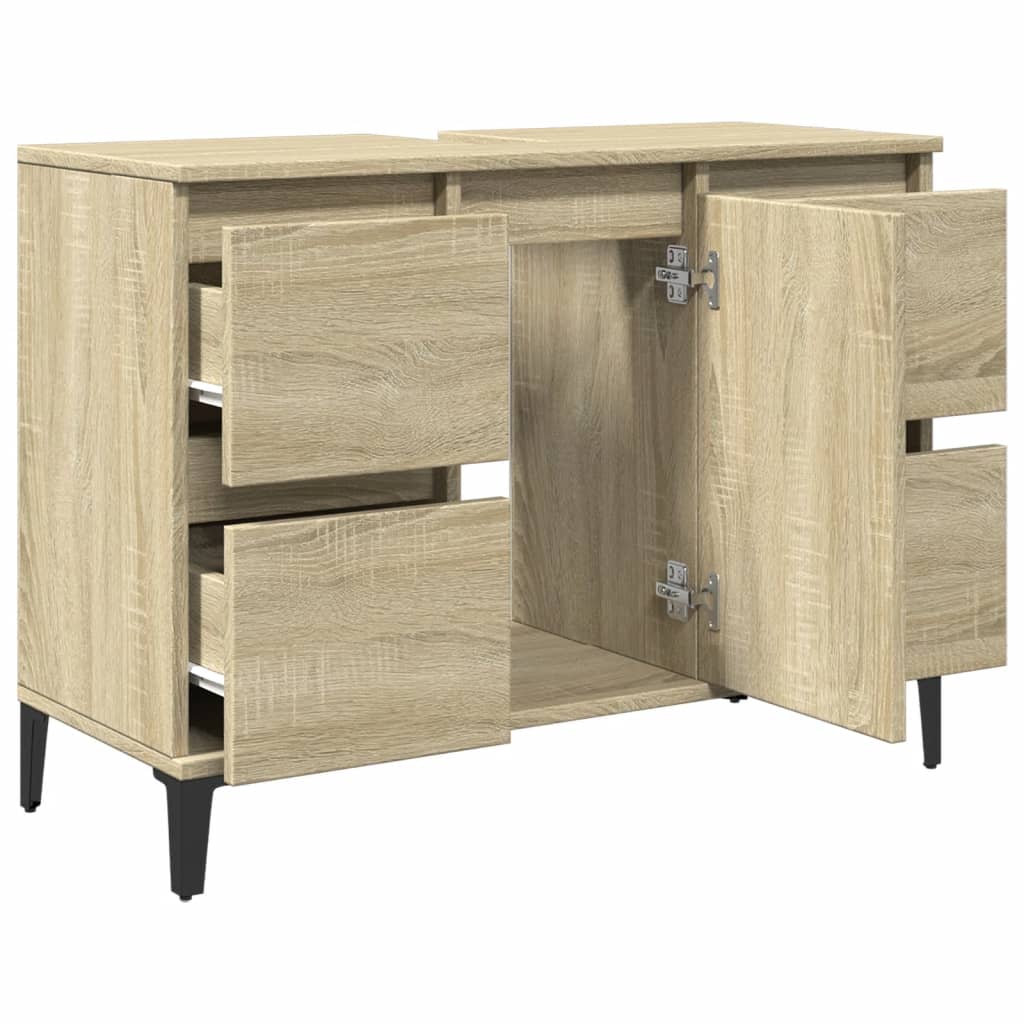 underskab til håndvask 80x33x60 cm konstrueret træ sonoma-eg