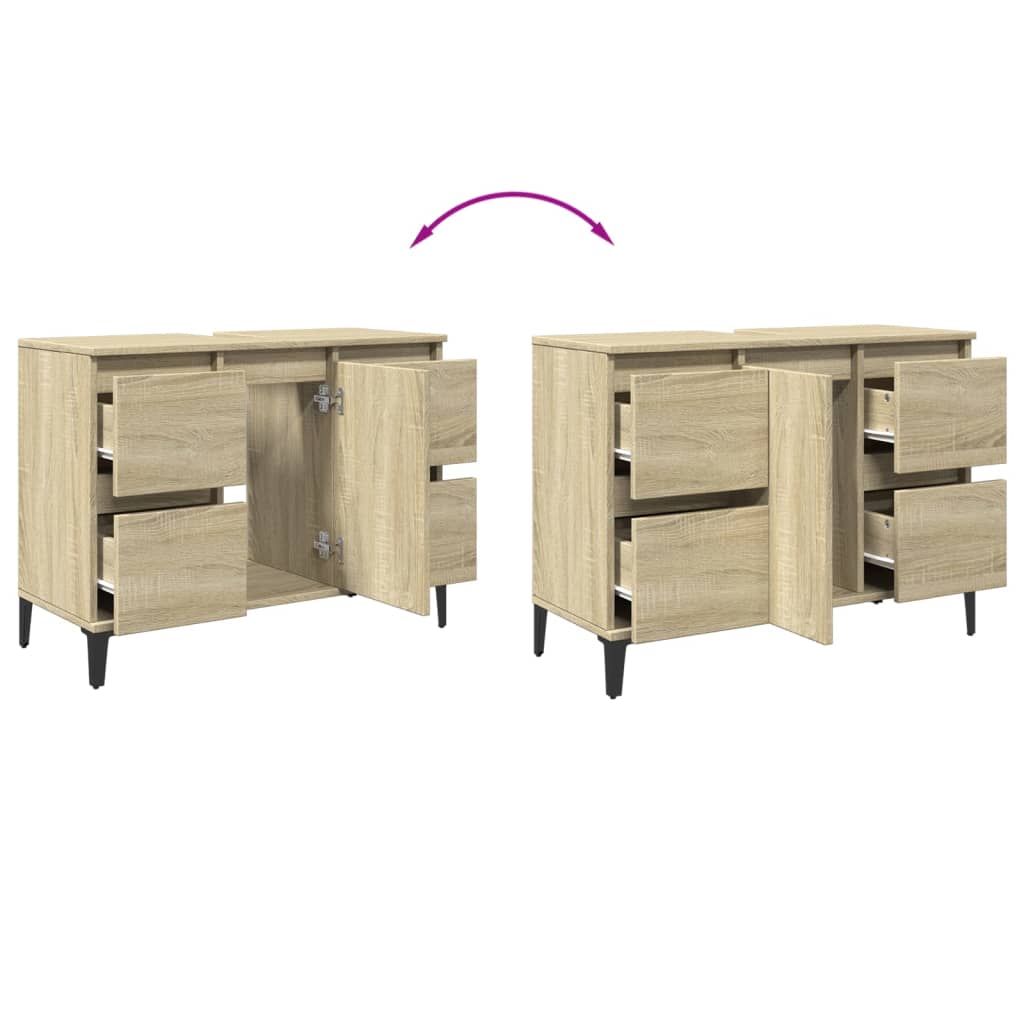 underskab til håndvask 80x33x60 cm konstrueret træ sonoma-eg