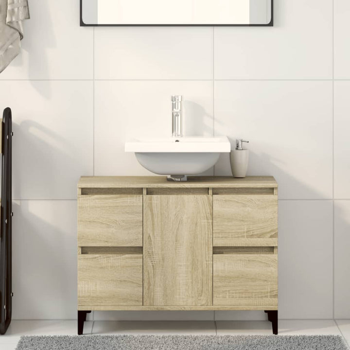 underskab til håndvask 80x33x60 cm konstrueret træ sonoma-eg