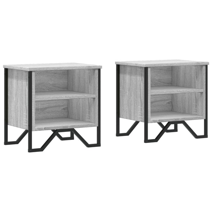 sengeborde 2 stk. 40x30x40 cm konstrueret træ grå sonoma-eg