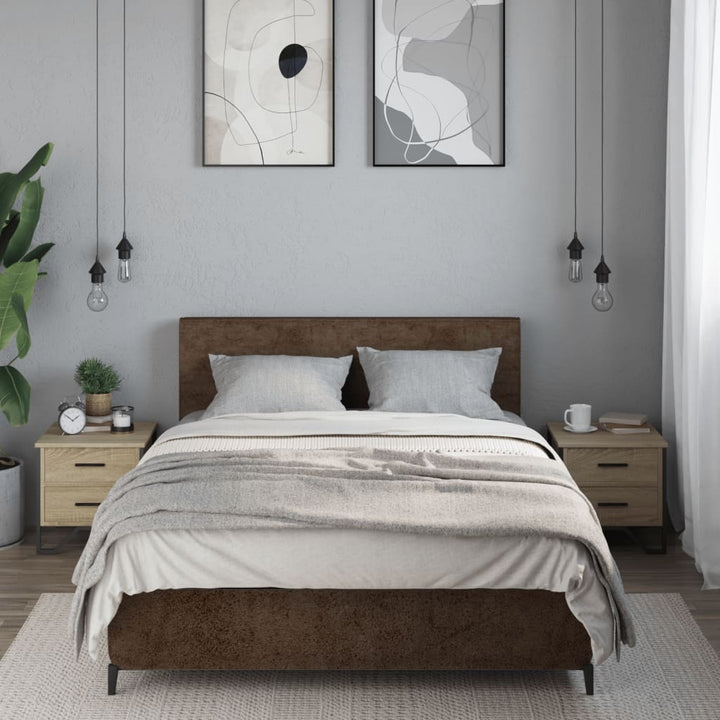 sengeborde 2 stk. 40x41x40 cm konstrueret træ sonoma-eg