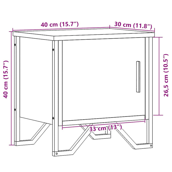 sengebord 40x30x40 cm konstrueret træ sort
