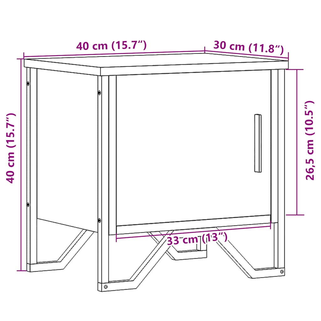 sengebord 40x30x40 cm konstrueret træ sort
