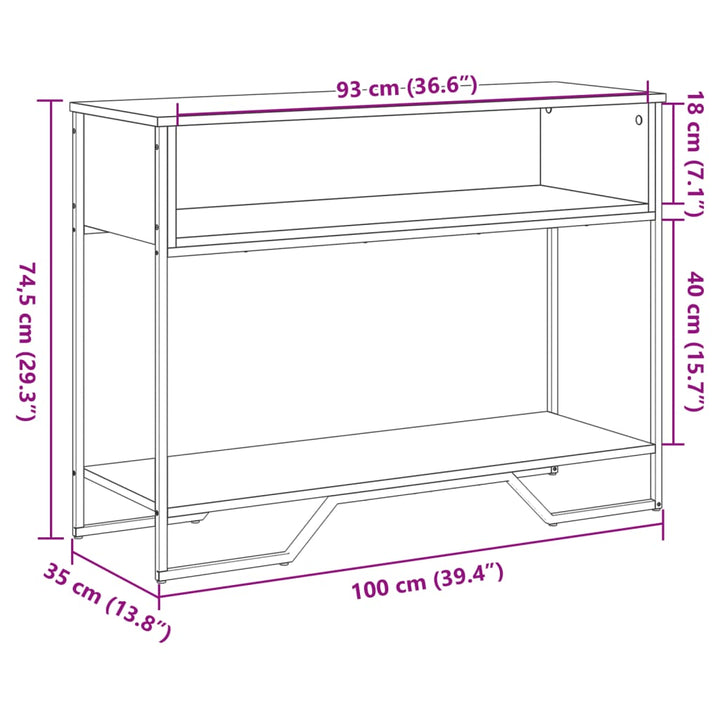 konsolbord 100x35x74,5 cm konstrueret træ sonoma-eg