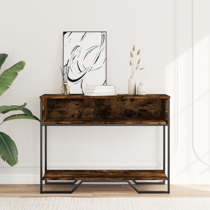 konsolbord 100x35x74,5 cm konstrueret træ røget egetræsfarve
