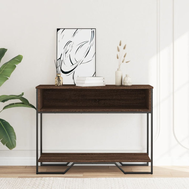 konsolbord 100x35x74,5 cm konstrueret træ brun egetræsfarve