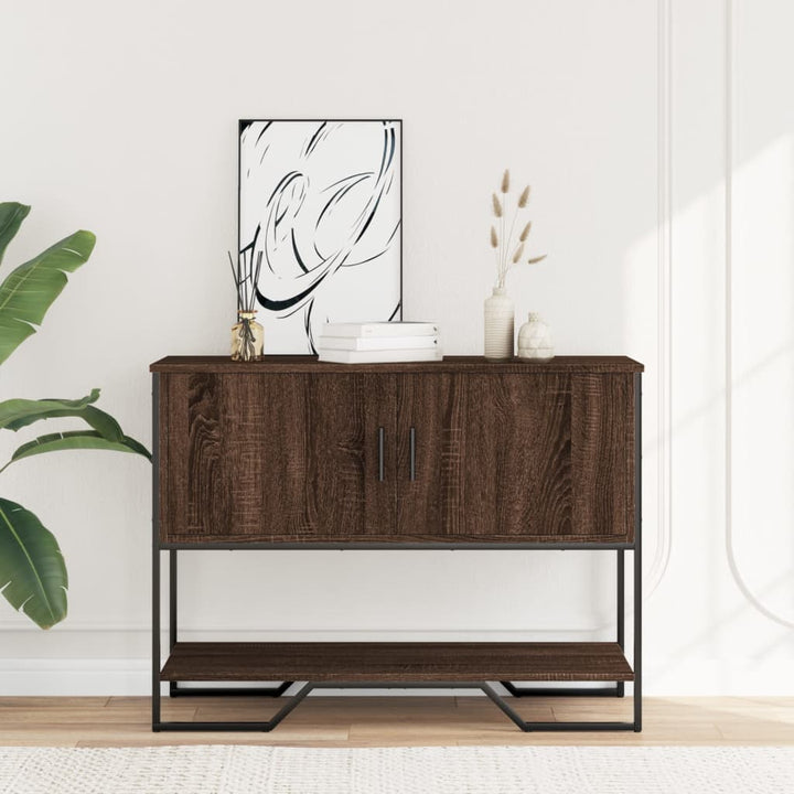 konsolbord 100x35x74,5 cm konstrueret træ brun egetræsfarve