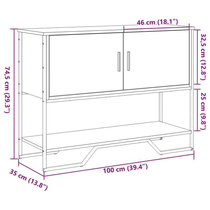 konsolbord 100x35x74,5 cm konstrueret træ brun egetræsfarve