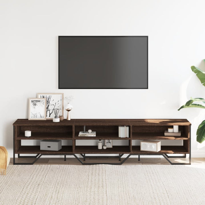 tv-bord 180x34x41 cm konstrueret træ brun egetræsfarve